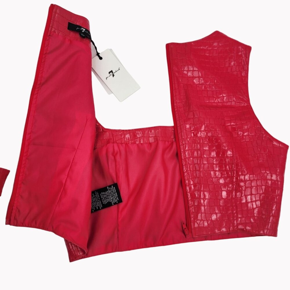 7 For All Mankind Womens Large 2 Pc Top Shorts Set Pink Croc Faux Leather - Picture 11 of 11